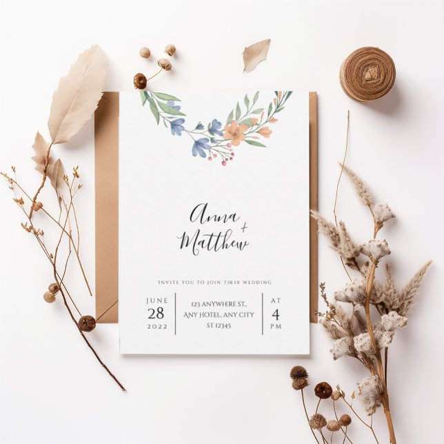 Romantic Floral Wreath Wedding Invitation (Créateur téléchargé)
