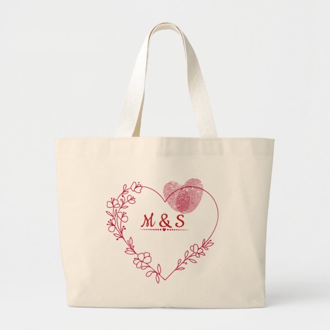 Romantic Heart Floral Tote Bag (Devant)