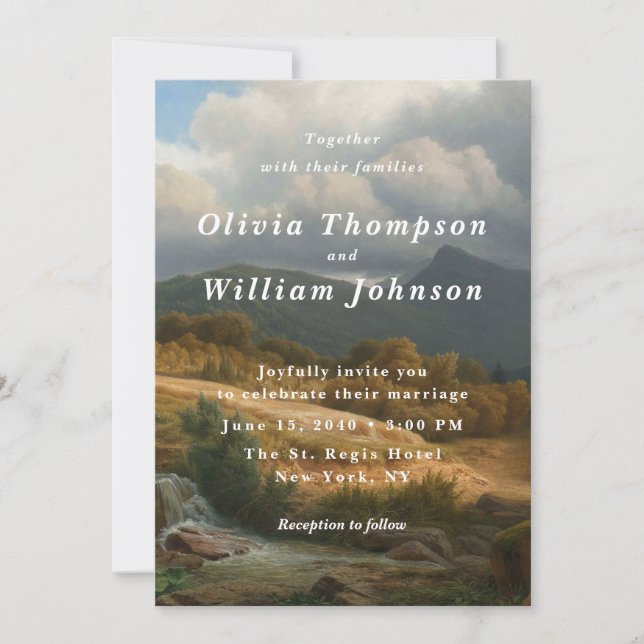 Romantic Landscape Painting Wedding Invitation (Devant)
