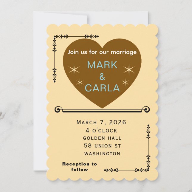 Romantic Minimal Wedding Invitation in Soft Beige. (Devant)
