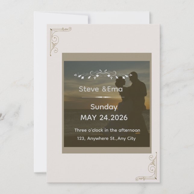 Romantic & Minimal Wedding Invitation Template | E (Devant)