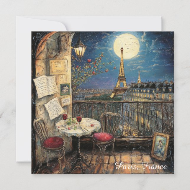 Romantic Paris France Eiffel Tower Illustration (Devant)