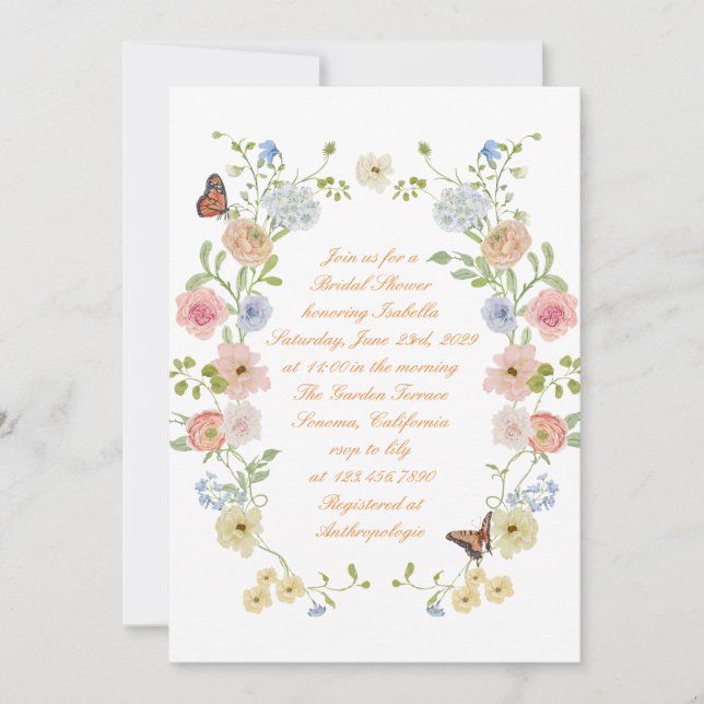 Romantic Pastel Floral Bridal Shower Invitation (Devant)