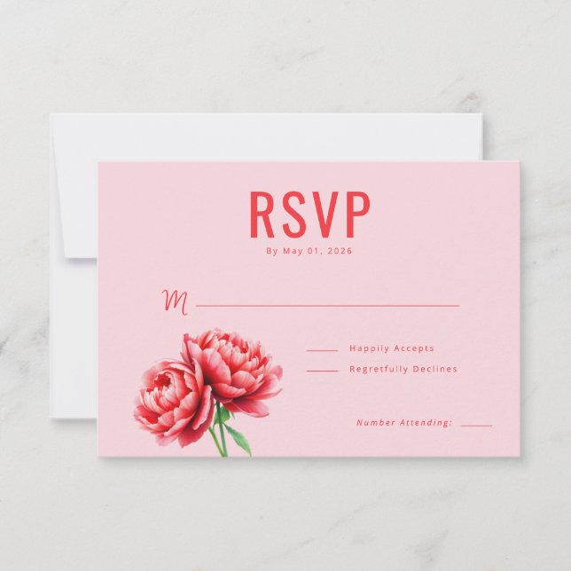 Romantic Pink Floral RSVP (Devant)