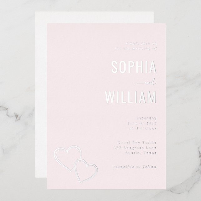 Romantic Pink Heart Invitations (Recto/Verso)