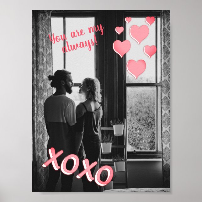 Romantic Pink Hearts XOXO Photo Valentine Poster (Devant)