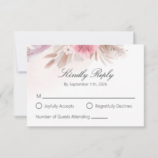 Romantic Rose and Champagne Boho Chic Wedding RSVP