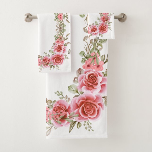 Romantic Rose Garden Bathroom Towel Set (En situation)
