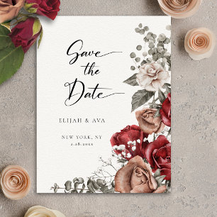 Romantic Roses & Eucalyptus Save the Date