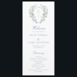 Romantic Soft Blue Monogram Crest Programme de mar<br><div class="desc">Élégant programme de mariage, agrémenté d'une étonnante crête de monogramme bleu floral mariage et de calligraphie classique. La crête monogramme apporte une touche d'élégance vintage au programme. Il présente un design botanique doux bleu et vert complexe qui est à la fois intemporel et unique. L'élégante calligraphie ajoute une touche personnelle...</div>