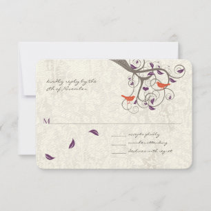 Romantic Tree Swirl Lovebirds Mariage RSVP