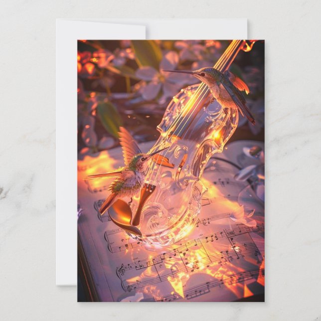 Romantic Violin & Bird Wedding Invitation | Music  (Devant)