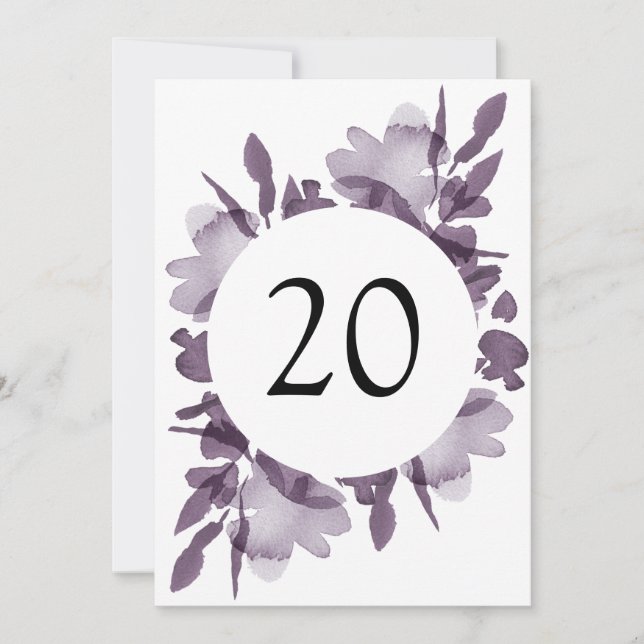 Romantic Watercolor Floral Amethyst Wedding Table (Devant)