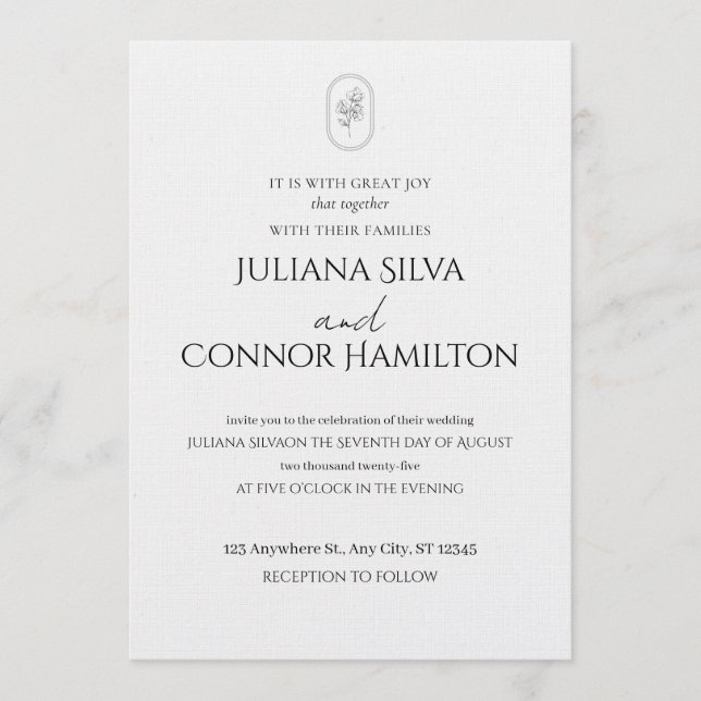 Romantic Wedding Invitation | Chic & Modern  (Devant)