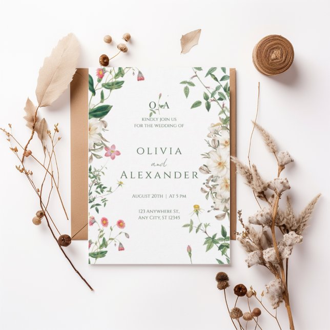 Romantic Wildflower Botanical Wedding Invitation (Créateur téléchargé)
