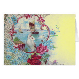 ROMANTICA, JAUNE BLEU ROSE BLEU FLORAL AVEC DOVE