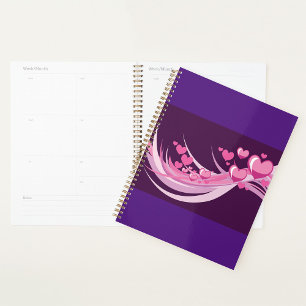 Romantique Abstrait Coeurs Rose Design Sur Violet