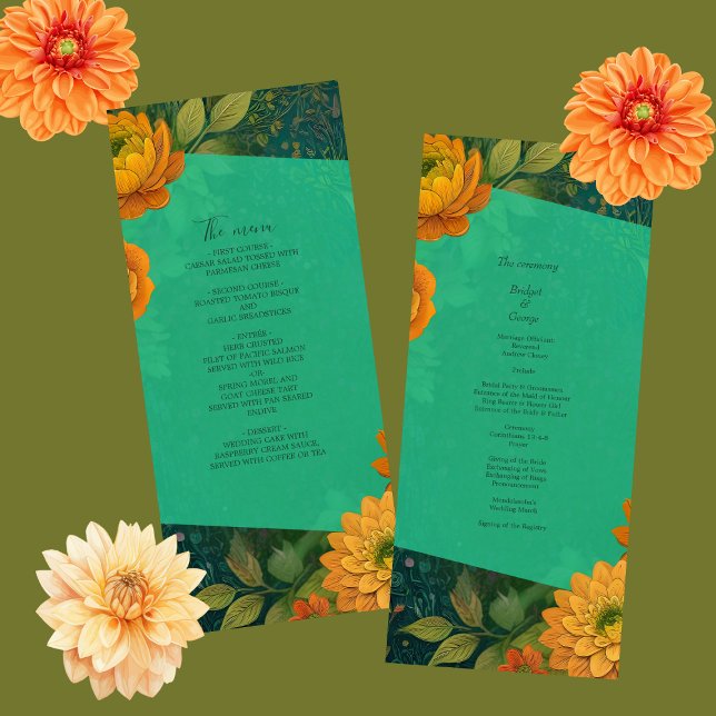 romantique automne fleuri mariage menu & programme (Créateur téléchargé)