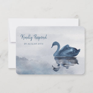 Romantique Blue Swan Menu Mariage RSVP