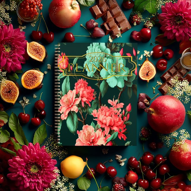 Romantique Botanique Sombre Fleurs Bleues et Roses (Romantic Floral Dark Botanicals Personal Planner 2026)