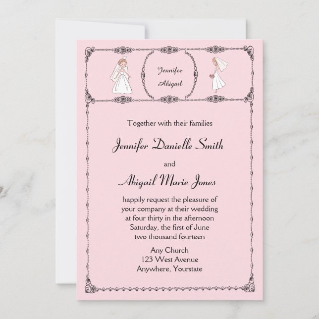 Romantique Cartographie Brides Blush Faire-part de (Devant)