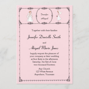 Romantique Cartographie Brides Blush Faire-part de