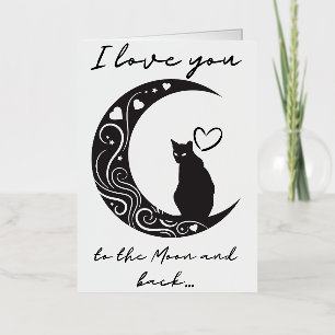 Romantique chat simple plié carte de voeux