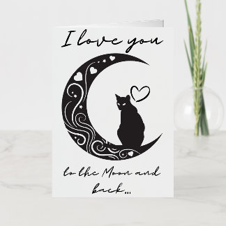 Romantique chat simple plié carte de voeux