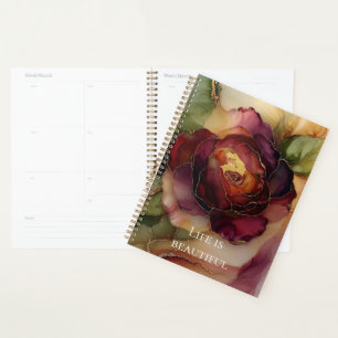 Romantique Chic Rose Rouge Bourgogne Or Floral