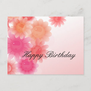 Romantique corail rouge floral Anniversaire Carte