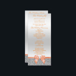 Romantique Coral Bow, programme de mariage de Part<br><div class="desc">Élégant programme de mariage à double face brillant avec un arc de corail romantique classe et image ruban sur une jolie parties scintillant argentée brillante et arrière - plan à gradient argenté. Tout le texte est entièrement personnalisable pour répondre à vos besoins. Si vous avez besoin d'aide pour customiser votre...</div>