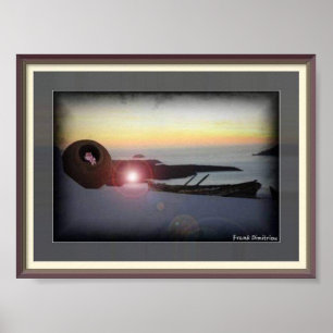 Romantique coucher de soleil sur la mer Poster