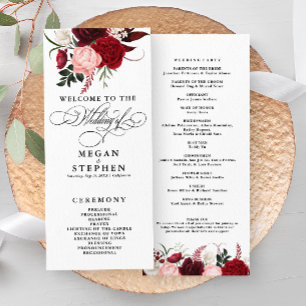 Romantique Couleur d'eau Bourgogne Floral Programm