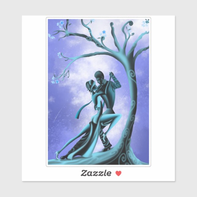 Romantique Couple Dansez le Sticker Tango (Feuille)