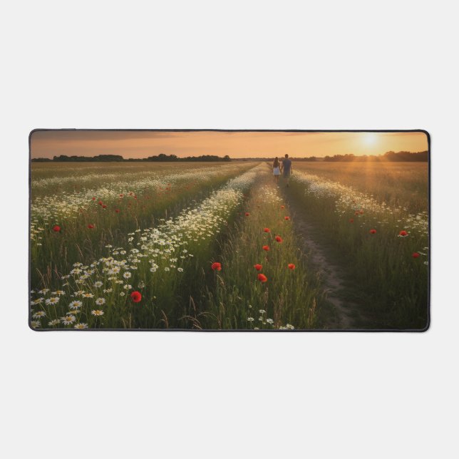 Romantique Couple Marcher dans la prairie d'été (Recto)