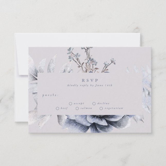 Romantique Elégant Hiver Mariage Floral Carte RSVP (Devant)