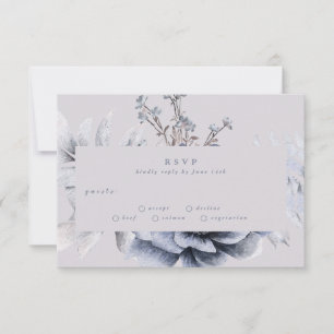 Romantique Elégant Hiver Mariage Floral Carte RSVP