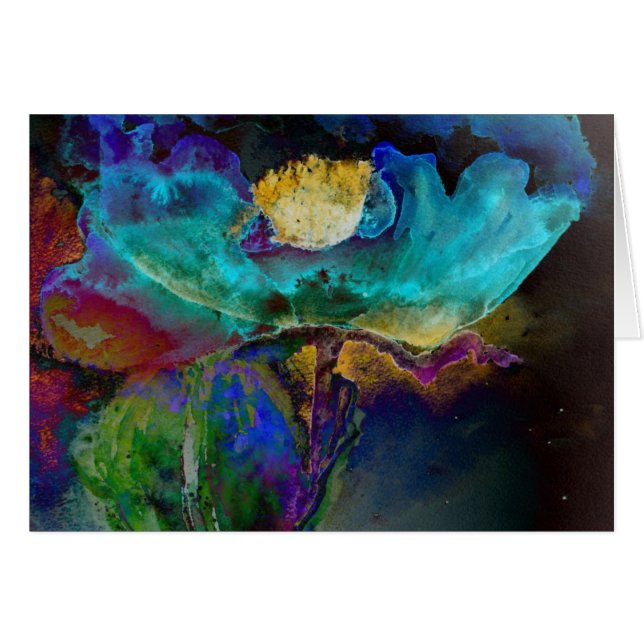Romantique élégant tableau turquoise floral aquare (Devant horizontal)