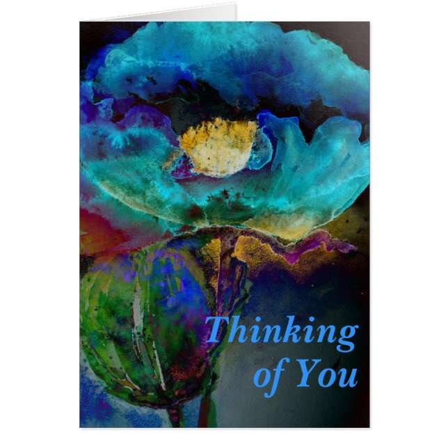 Romantique élégant tableau turquoise floral aquare (Devant)