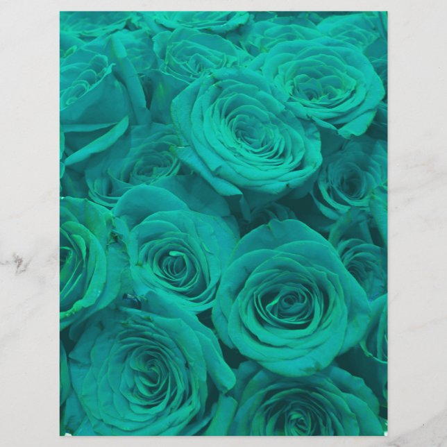 Romantique élégant turquoise - roses verts (Devant)