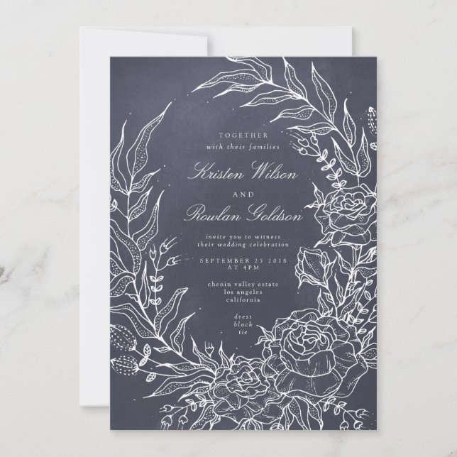 Romantique Faire-part de mariage Gris Fleur Fleur (Devant)