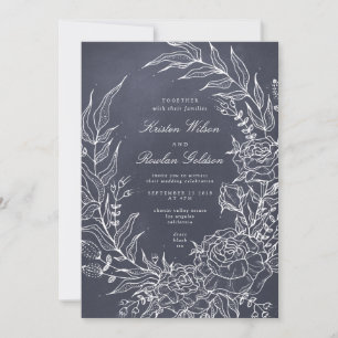 Romantique Faire-part de mariage Gris Fleur Fleur