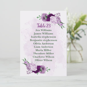 Romantique fleurs violettes assise carte carte
