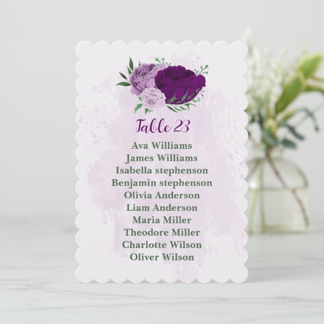 Romantique fleurs violettes assise carte carte (Debout devant)