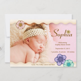 Romantique Floral Baby Girl Faire-part