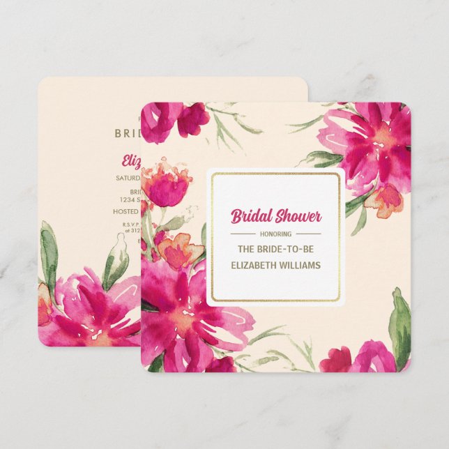 Romantique Floral Design Invitations de douche nup (Devant / Derrière)
