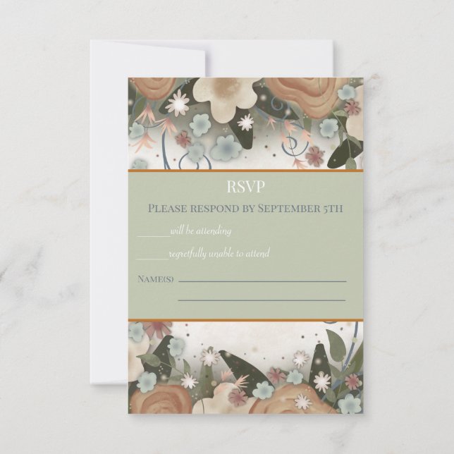 Romantique Floral Élégant Mariage d'Inspirété RSVP (Dos)