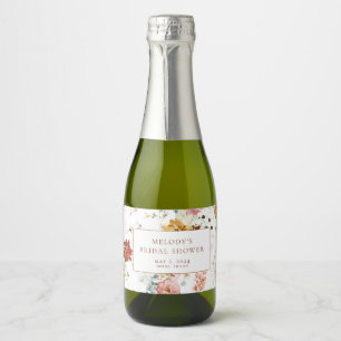 Romantique Floral Mini Champagne Étiquette bouteil