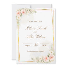 Romantique Floral Save the date Dusty Blush Peo