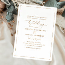 Romantique Gold Calligraphie Mariage Invitations